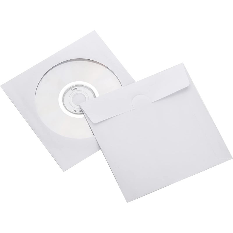 Fasmov 1,000 Pieces White Paper CD DVD Sleeves Envelope Holder with Clear Window and Flap - Image 5